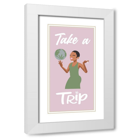 Take A Trip White Modern Wood Framed Art Print with Double Matting by Prime, Marcus