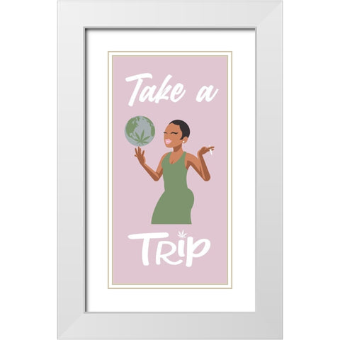 Take A Trip White Modern Wood Framed Art Print with Double Matting by Prime, Marcus