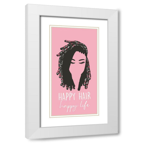 Happy Hair White Modern Wood Framed Art Print with Double Matting by Prime, Marcus