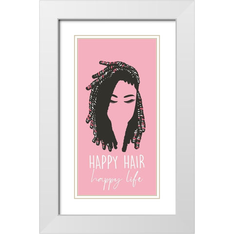 Happy Hair White Modern Wood Framed Art Print with Double Matting by Prime, Marcus