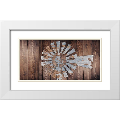 Rusty Windmill White Modern Wood Framed Art Print with Double Matting by Prime, Marcus