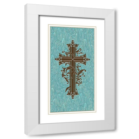 Marble Cross White Modern Wood Framed Art Print with Double Matting by Prime, Marcus
