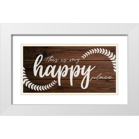 Happy Place White Modern Wood Framed Art Print with Double Matting by Prime, Marcus