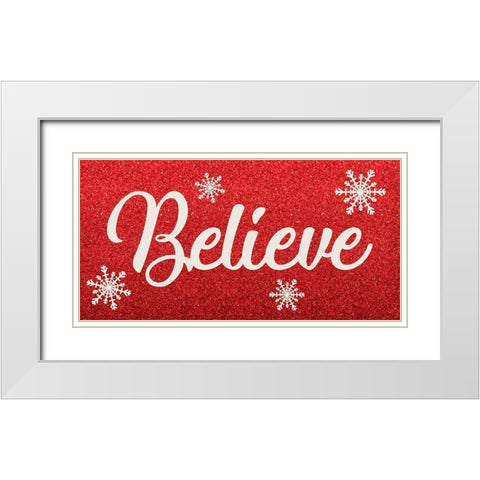 Sparkly Believe White Modern Wood Framed Art Print with Double Matting by Prime, Marcus
