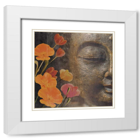 Floral Zen 1 White Modern Wood Framed Art Print with Double Matting by Prime, Marcus