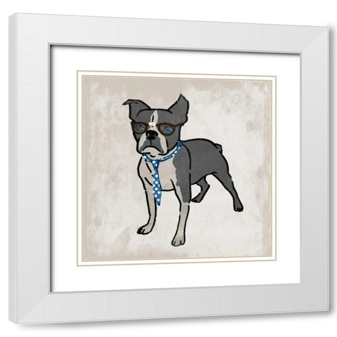Nerdy Terrier 2 White Modern Wood Framed Art Print with Double Matting by Prime, Marcus