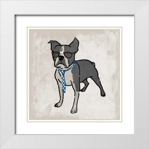 Nerdy Terrier 2 White Modern Wood Framed Art Print with Double Matting by Prime, Marcus