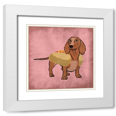 Hot Dog Cutie White Modern Wood Framed Art Print with Double Matting by Prime, Marcus