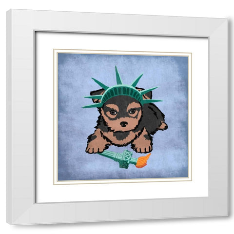 New Yorkie White Modern Wood Framed Art Print with Double Matting by Prime, Marcus