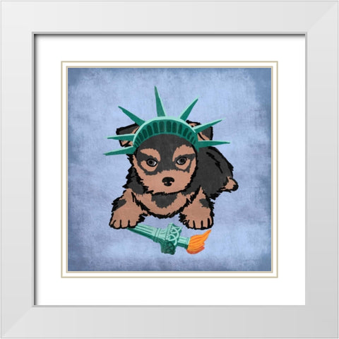 New Yorkie White Modern Wood Framed Art Print with Double Matting by Prime, Marcus