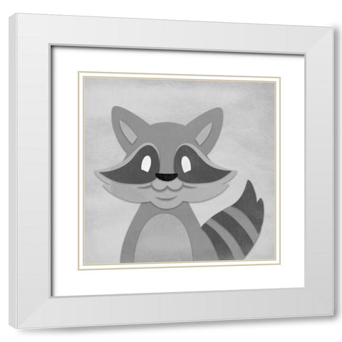 Cheery Raccoon White Modern Wood Framed Art Print with Double Matting by Prime, Marcus
