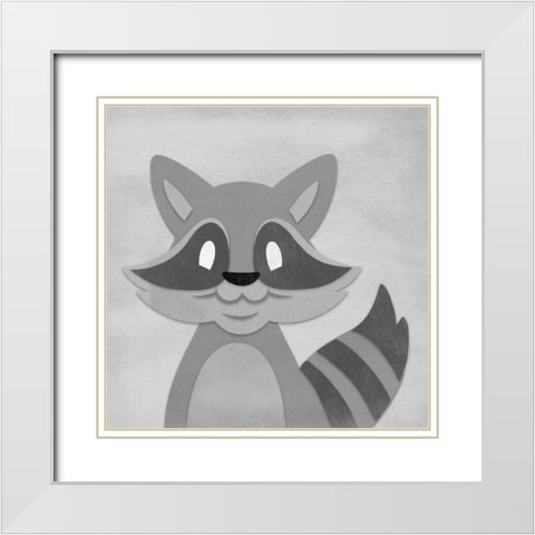 Cheery Raccoon White Modern Wood Framed Art Print with Double Matting by Prime, Marcus