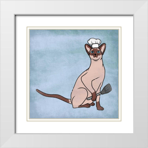 Siamese Cook White Modern Wood Framed Art Print with Double Matting by Prime, Marcus