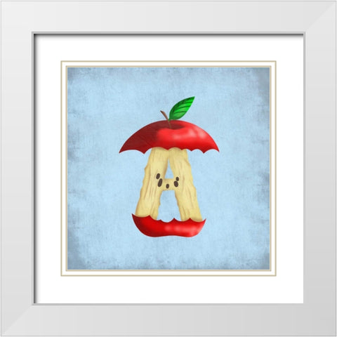 A Is For Apple White Modern Wood Framed Art Print with Double Matting by Prime, Marcus