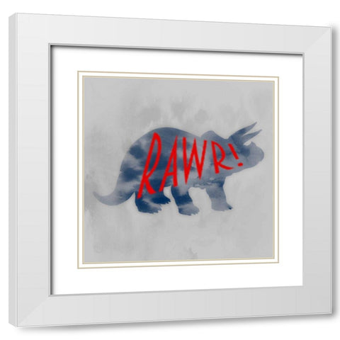 Prehistoric Rawr 1 White Modern Wood Framed Art Print with Double Matting by Prime, Marcus