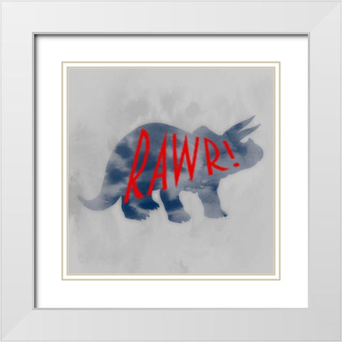 Prehistoric Rawr 1 White Modern Wood Framed Art Print with Double Matting by Prime, Marcus
