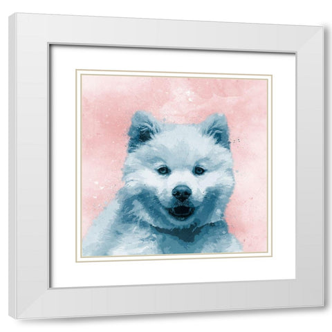 Husky Splat White Modern Wood Framed Art Print with Double Matting by Prime, Marcus