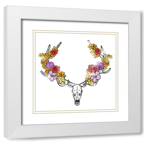 Antler Foliage White Modern Wood Framed Art Print with Double Matting by Prime, Marcus