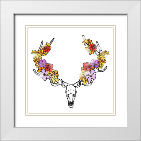 Antler Foliage White Modern Wood Framed Art Print with Double Matting by Prime, Marcus
