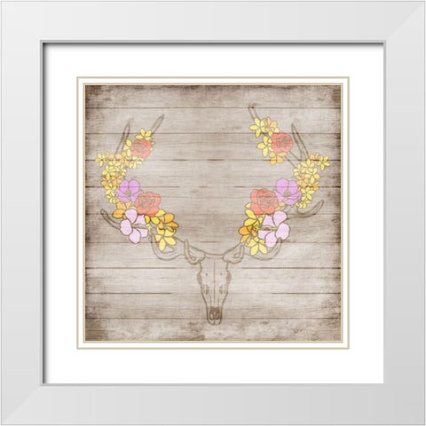 Antler Wooden Foliage White Modern Wood Framed Art Print with Double Matting by Prime, Marcus