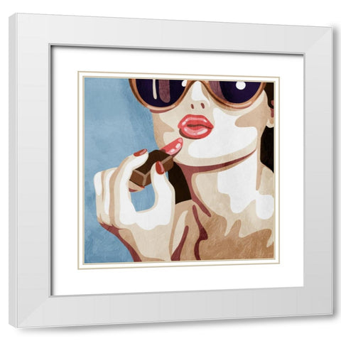 Fashionable Kiss White Modern Wood Framed Art Print with Double Matting by Prime, Marcus