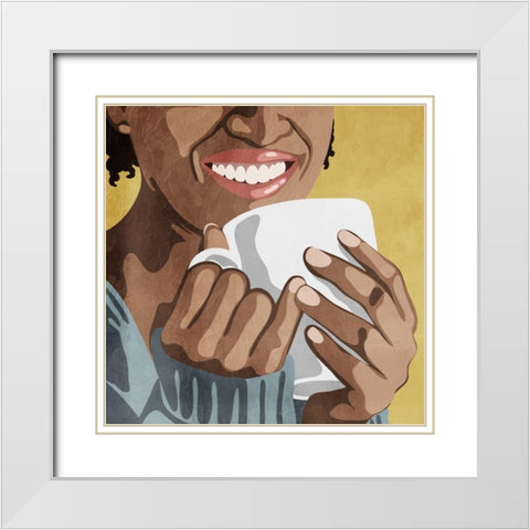Morning Brew White Modern Wood Framed Art Print with Double Matting by Prime, Marcus