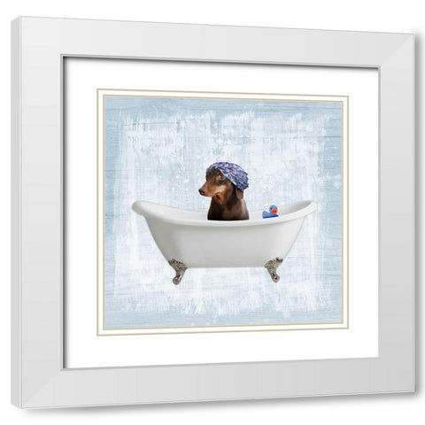 Bath Giggles 3 White Modern Wood Framed Art Print with Double Matting by Prime, Marcus