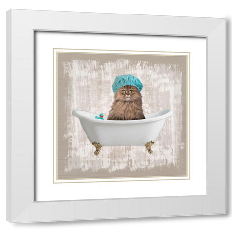 Kitty Baths 2 White Modern Wood Framed Art Print with Double Matting by Prime, Marcus