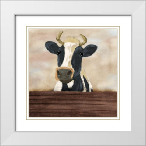 Lonely Cow White Modern Wood Framed Art Print with Double Matting by Prime, Marcus