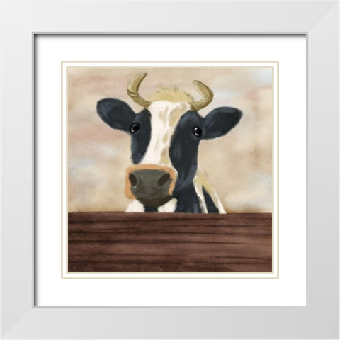 Lonely Cow 2 White Modern Wood Framed Art Print with Double Matting by Prime, Marcus