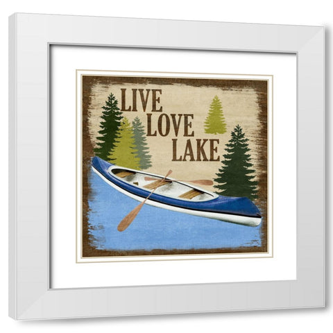 Live Love Lake White Modern Wood Framed Art Print with Double Matting by Prime, Marcus