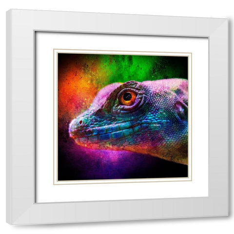 Party Lizard White Modern Wood Framed Art Print with Double Matting by Prime, Marcus