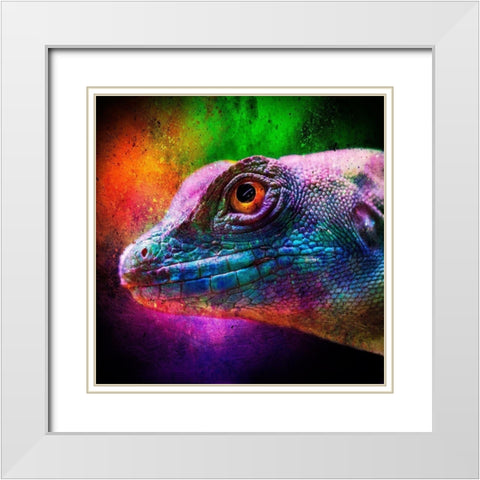 Party Lizard White Modern Wood Framed Art Print with Double Matting by Prime, Marcus