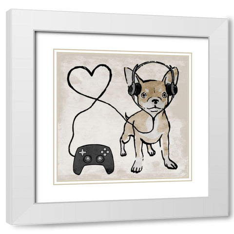 Gaming Chihuahua White Modern Wood Framed Art Print with Double Matting by Prime, Marcus