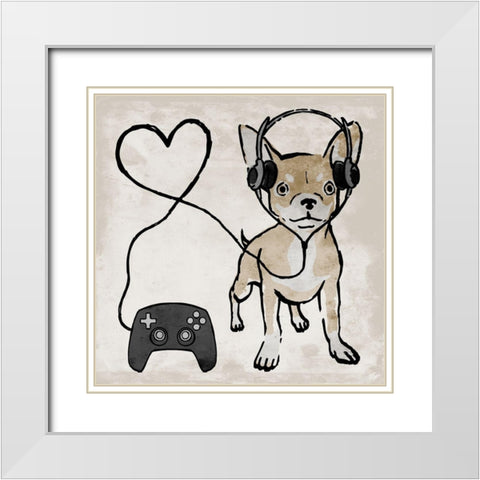 Gaming Chihuahua White Modern Wood Framed Art Print with Double Matting by Prime, Marcus