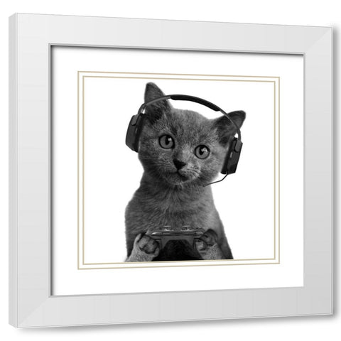 Gaming Cuteness White Modern Wood Framed Art Print with Double Matting by Prime, Marcus