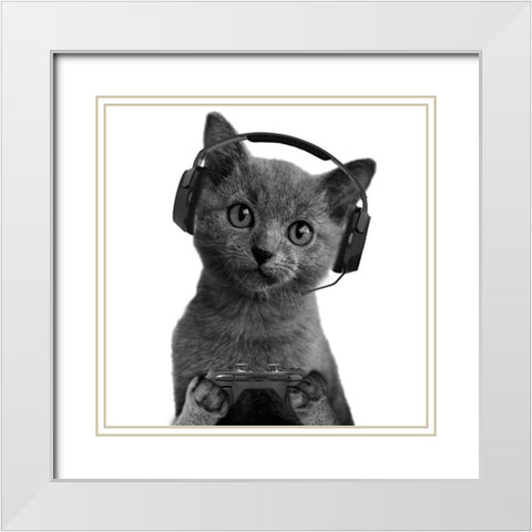 Gaming Cuteness White Modern Wood Framed Art Print with Double Matting by Prime, Marcus