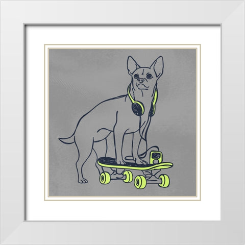 Skateboarding Stewie White Modern Wood Framed Art Print with Double Matting by Prime, Marcus