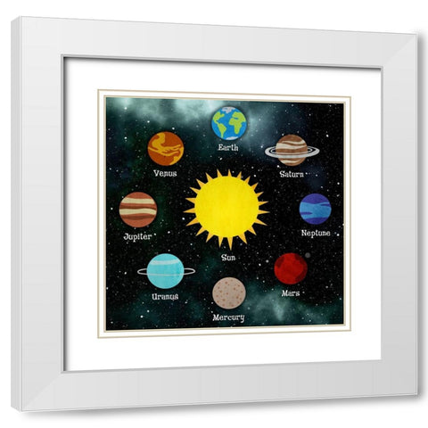 Solar System White Modern Wood Framed Art Print with Double Matting by Prime, Marcus