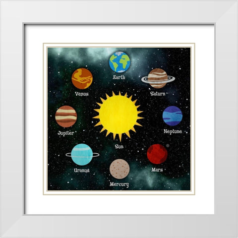 Solar System White Modern Wood Framed Art Print with Double Matting by Prime, Marcus