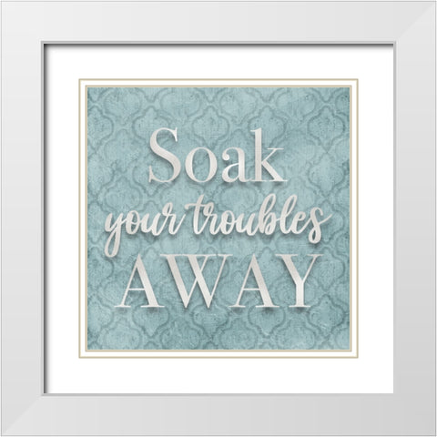 Teal Bath Vibes 2 White Modern Wood Framed Art Print with Double Matting by Prime, Marcus