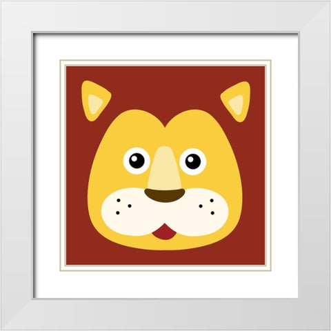 Surprised Lion White Modern Wood Framed Art Print with Double Matting by Prime, Marcus