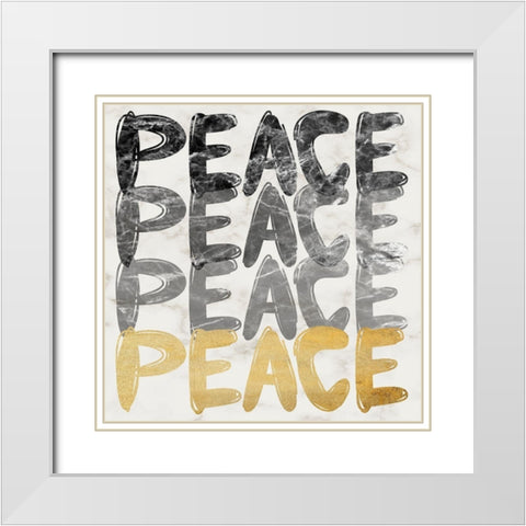 Peace Multiplied 2 White Modern Wood Framed Art Print with Double Matting by Prime, Marcus