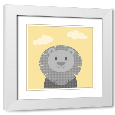 Funky Lion White Modern Wood Framed Art Print with Double Matting by Prime, Marcus