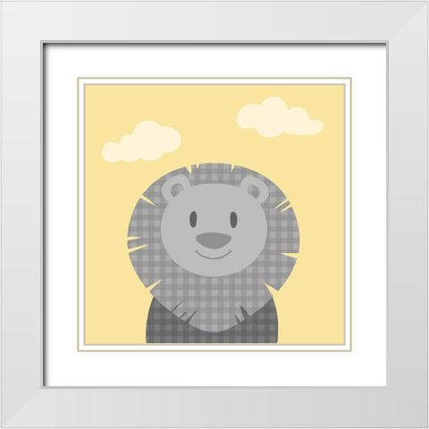Funky Lion White Modern Wood Framed Art Print with Double Matting by Prime, Marcus