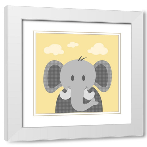 Funky Elephant White Modern Wood Framed Art Print with Double Matting by Prime, Marcus
