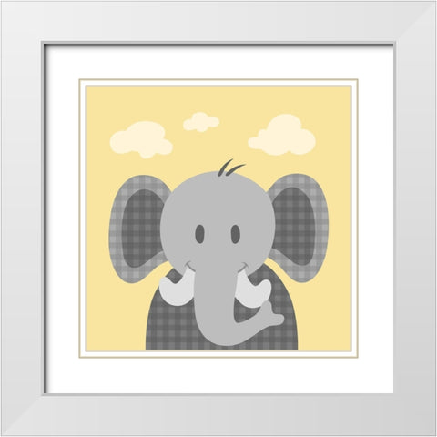 Funky Elephant White Modern Wood Framed Art Print with Double Matting by Prime, Marcus