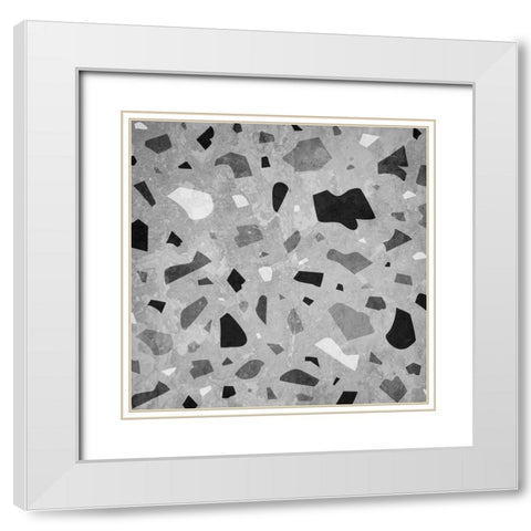 Darkened Terrazo 1 White Modern Wood Framed Art Print with Double Matting by Prime, Marcus