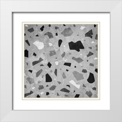 Darkened Terrazo 1 White Modern Wood Framed Art Print with Double Matting by Prime, Marcus