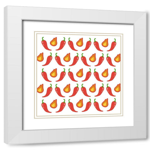 Fire Peppers White Modern Wood Framed Art Print with Double Matting by Prime, Marcus